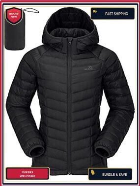 Women's Hooded Puffer Down Jacket Lightweight Packable Short Winter Coat